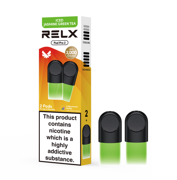 Shop RELX Global E-cigrette Vape RELX Pod Pro ICED JASMINE GREEN TEA Price Us 11.40 18mg/ml Nicotine 1.9ml E-liquid