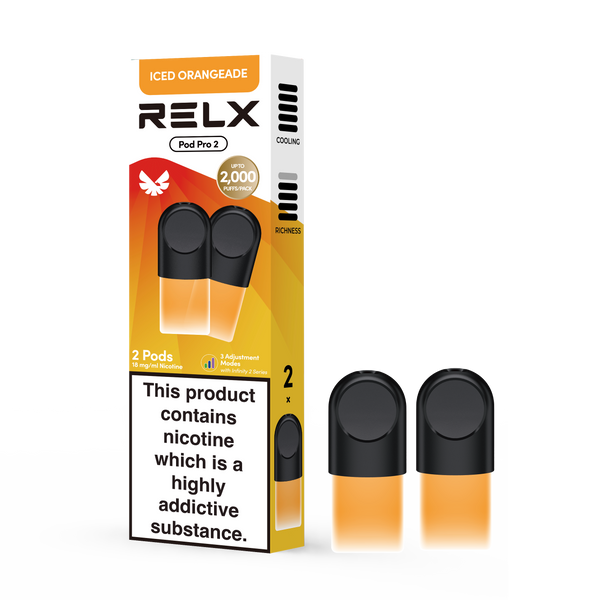 Shop RELX Global E-cigrette Vape RELX Pod Pro Iced Orangeade Price Us 11.40 18mg/ml Nicotine 1.9ml E-liquid