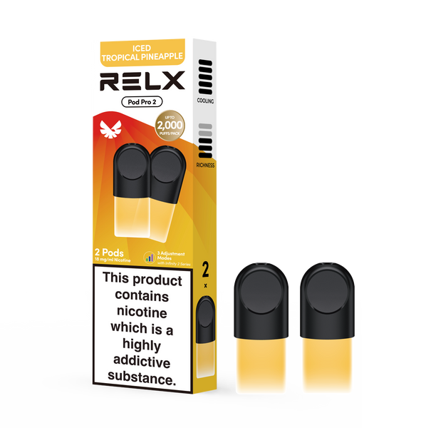 Shop RELX Global E-cigrette Vape RELX Pod Pro Iced Tropical Pineapple Price Us 11.40 18mg/ml Nicotine 1.9ml E-liquid