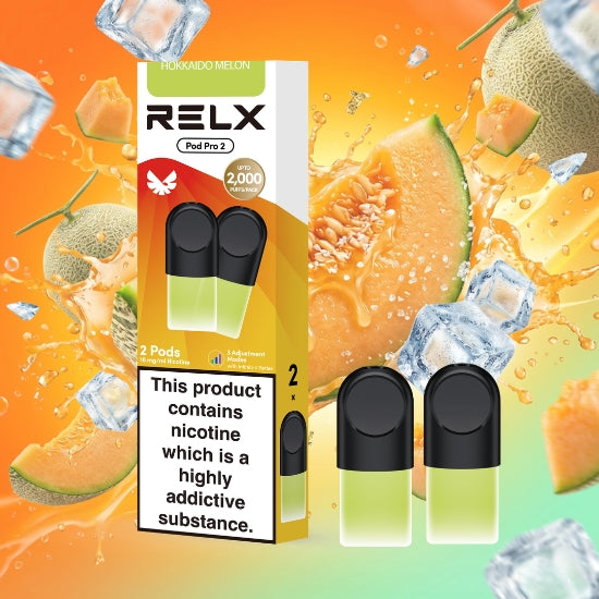 RELX Pod Pro Hokkaido Melon pod close-up image, prefilled vape pod flavor option for RELX Pod Pro devices.

