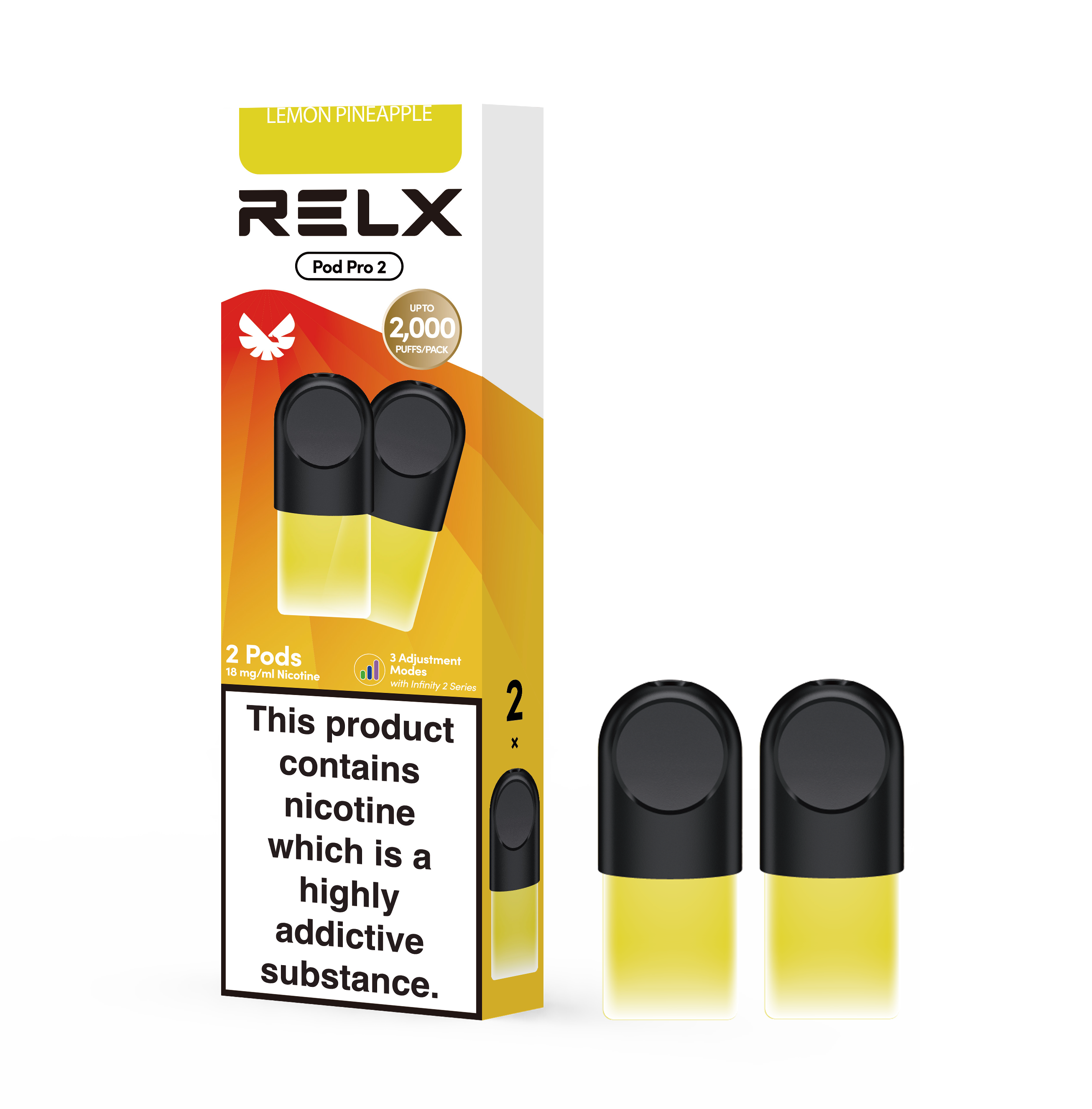 relx pod pro lemon mint RELX Pro Pods: Lemon Zest (2pk / 1.9mL ea) main image 0